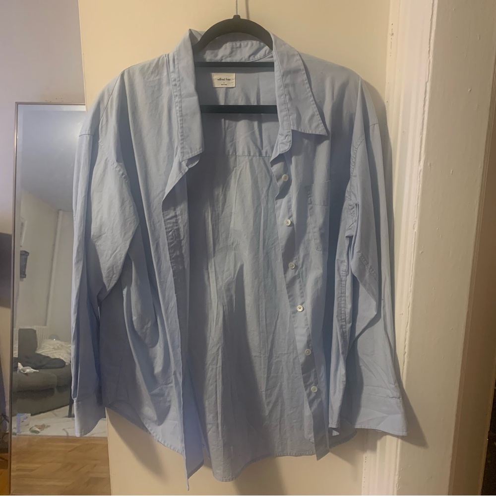 Aritzia Wilfred Blue Button Down Cotton Shirt
